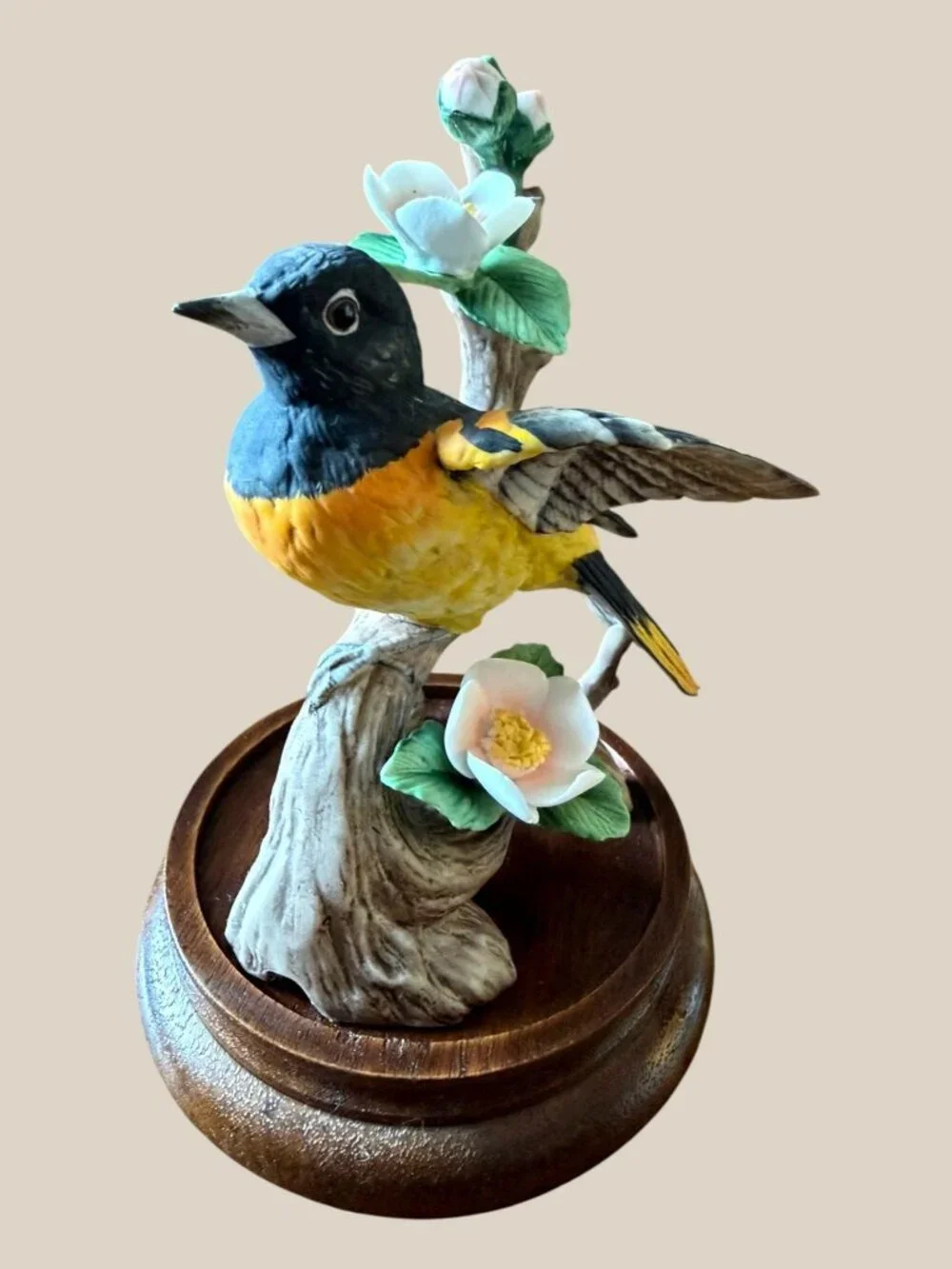 Vintage Gift World of Gorham Baltimore Oriole Bird Figurine Japan Wood Base